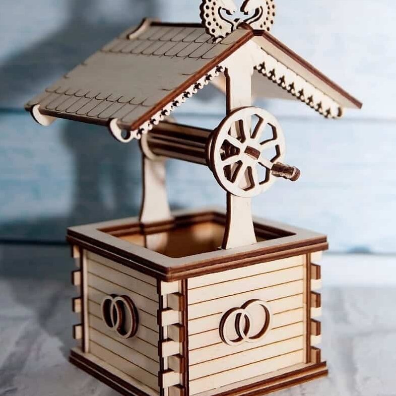 Intra απο ξύλο plywood 3mm-4mm πάχος – ξύλο Μοντέλο Ξύλινου Παζλ Τρισδιάστατο Πηγαδάκι Νερού Κόντρα πλακέ 12x15 cm INTRAVECTRY-MY561259