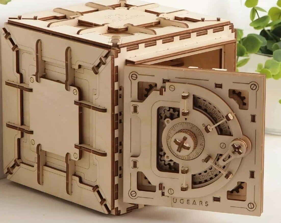 Intra απο ξύλο plywood 3mm-4mm πάχος – Ξύλινο Μηχανικό Χρηματοκιβώτιο με Κλείδωμα καντράν τρισδιάστατο ξύλο κιτ παζλ 50x60 cm INTRAVECTRY-MY544508