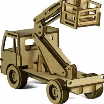 Intra απο ξύλο plywood 3mm-4mm πάχος – ξύλο Mini Cherry Picker Truck Toy Puzzle Kit 12x15 cm INTRAVECTRY-MY561561 - Image 1