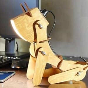 Intra απο ξύλο plywood 3mm-4mm πάχος – ξύλο Ξύλινο Techno Dog επιτραπέζιο φωτιστικό 12x15 cm INTRAVECTRY-MY556223