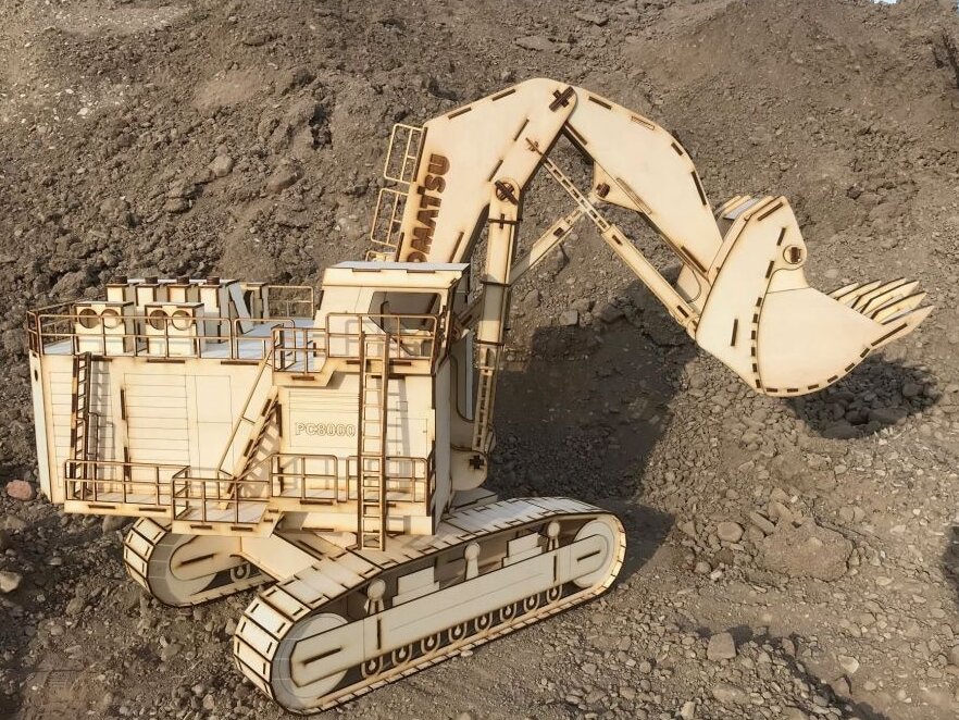 Intra απο ξύλο plywood 3mm-4mm πάχος – ξύλο 3D ξύλινου μοντέλου Hitachi Ex8000 Mining Excavator 20x20 cm INTRAVECTRY-MY560694