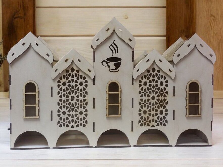 Intra απο ξύλο plywood 3mm-4mm πάχος – Φακελάκι τσαγιού με 5 διαμερίσματα 40x45 cm INTRAVECTRY-MY560347