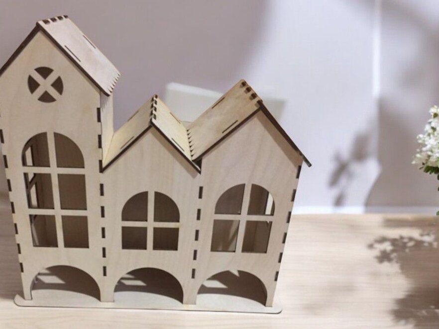 Intra απο ξύλο plywood 3mm-4mm πάχος – Ξύλινο Σακουλάκι Τσαγιού Box House 45x50 cm INTRAVECTRY-MY560354