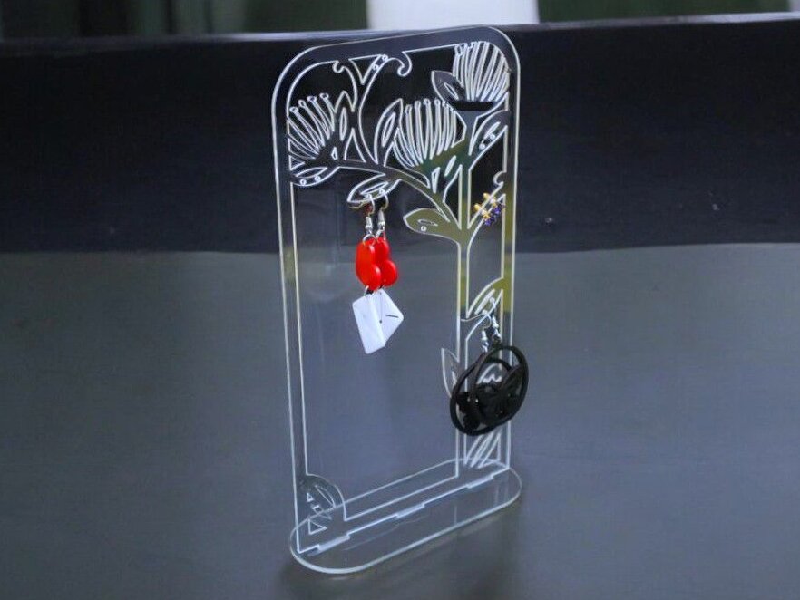 Intra απο ξύλο plywood 3mm-4mm πάχος – Ακρυλικό διαφανές σκουλαρίκι Organizer Stand 25x30 cm INTRAVECTRY-MY552067