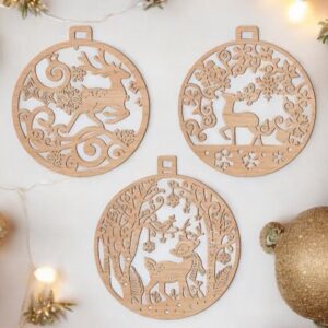Intra απο ξύλο plywood 3mm-4mm πάχος – Χριστουγεννιάτικα στολίδια από ελάφια 10x10 cm INTRAVECTRY-MY544619