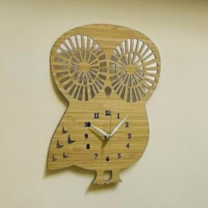 Intra απο ξύλο plywood 3mm-4mm πάχος – Ξύλινο ρολόι τοίχου κουκουβάγια 10x10 cm INTRAVECTRY-MY552146