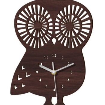 Intra απο ξύλο plywood 3mm-4mm πάχος – Ξύλινο ρολόι τοίχου κουκουβάγια 50x60 cm INTRAVECTRY-MY560139 - Image 2