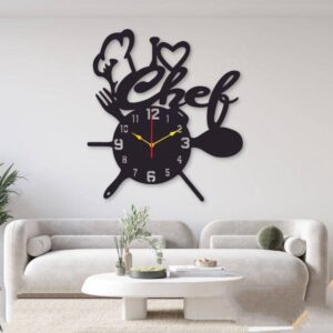 Intra απο ξύλο plywood 3mm-4mm πάχος – Ξύλινο ρολόι τοίχου κουζίνας Chef 15x15 cm INTRAVECTRY-MY544664