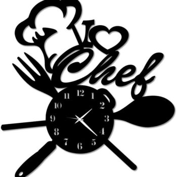 Intra απο ξύλο plywood 3mm-4mm πάχος – Ξύλινο ρολόι τοίχου κουζίνας Chef 15x15 cm INTRAVECTRY-MY557698 - Image 2