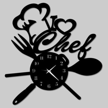 Intra απο ξύλο plywood 3mm-4mm πάχος – Ξύλινο ρολόι τοίχου κουζίνας Chef 15x15 cm INTRAVECTRY-MY557698 - Image 3