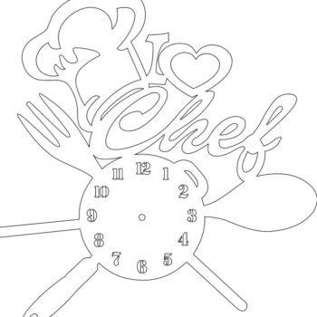 Intra απο ξύλο plywood 3mm-4mm πάχος – Ξύλινο ρολόι τοίχου κουζίνας Chef 15x15 cm INTRAVECTRY-MY557698 - Image 4