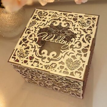 Intra απο ξύλο plywood 3mm-4mm πάχος – Κουτί για κάρτες γάμου με σχέδιο καρδιάς 40x45 cm INTRAVECTRY-MY556758 - Image 1