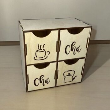 Intra απο ξύλο plywood 3mm-4mm πάχος – Ξύλινο κουτί τσαγιού τεσσάρων συρταριών 20x25 cm INTRAVECTRY-MY554107 - Image 1