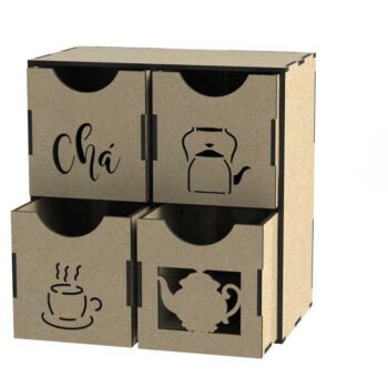 Intra απο ξύλο plywood 3mm-4mm πάχος – Ξύλινο κουτί τσαγιού τεσσάρων συρταριών 20x25 cm INTRAVECTRY-MY554107 - Image 2