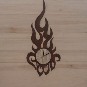 Intra απο ξύλο plywood 3mm-4mm πάχος – Ξύλινο ρολόι τοίχου Fire Flame 20x25 cm INTRAVECTRY-MY544687 - Image 1