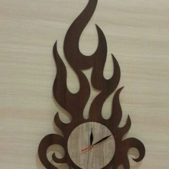 Intra απο ξύλο plywood 3mm-4mm πάχος – Ξύλινο ρολόι τοίχου Fire Flame 20x25 cm INTRAVECTRY-MY544687 - Image 2