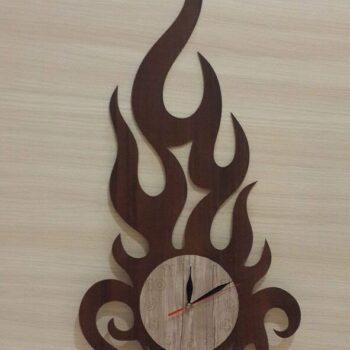 Intra απο ξύλο plywood 3mm-4mm πάχος – Ξύλινο ρολόι τοίχου Fire Flame 20x25 cm INTRAVECTRY-MY544687 - Image 3