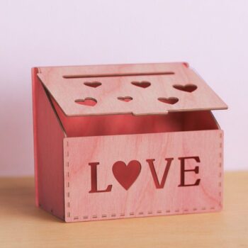 Intra απο ξύλο plywood 3mm-4mm πάχος – Ξύλινο κουτί αγάπης 15x15 cm INTRAVECTRY-MY554154 - Image 1