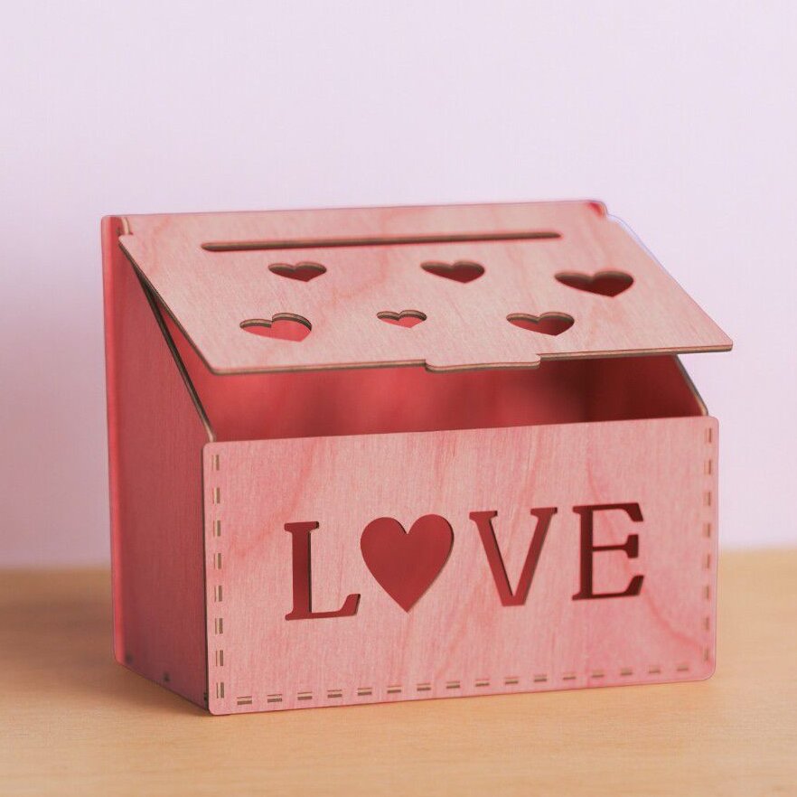 Intra απο ξύλο plywood 3mm-4mm πάχος – Ξύλινο κουτί αγάπης 20x20 cm INTRAVECTRY-MY546001