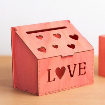 Intra απο ξύλο plywood 3mm-4mm πάχος – Ξύλινο κουτί αγάπης 15x15 cm INTRAVECTRY-MY554154 - Image 2