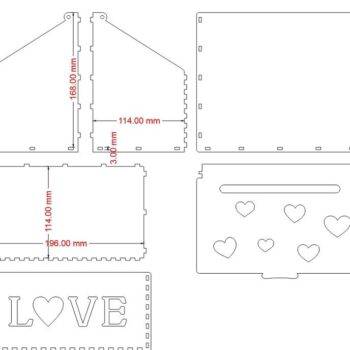 Intra απο ξύλο plywood 3mm-4mm πάχος – Ξύλινο κουτί αγάπης 15x15 cm INTRAVECTRY-MY554154 - Image 3