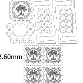Intra απο ξύλο plywood 3mm-4mm πάχος – Επιτραπέζιο φωτιστικό σκιάς Filigree Tree of Life 10x10 cm INTRAVECTRY-MY544769 - Image 3