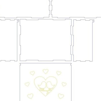 Intra απο ξύλο plywood 3mm-4mm πάχος – Ξύλινη μπομπονιέρα με καρδιές και ερωτευμένα πουλιά 30x35 cm INTRAVECTRY-MY547603 - Image 2