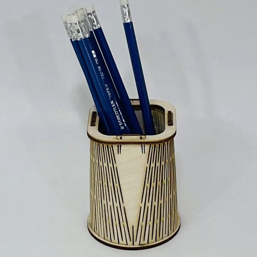 Intra απο ξύλο plywood 3mm-4mm πάχος – Τετράγωνο έως στρογγυλό δοχείο για στυλό με λίμα ζωντανού μεντεσέ 45x50 cm INTRAVECTRY-MY552302 - Image 1