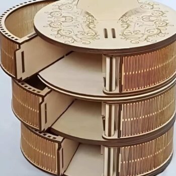 Intra απο ξύλο plywood 3mm-4mm πάχος – Κουτί κοσμημάτων σε κύκλο τριών στρωμάτων με λίμα 3 χιλιοστών έξι τμημάτων 40x40 cm INTRAVECTRY-MY557533 - Image 1