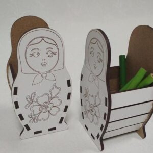 Intra απο ξύλο plywood 3mm-4mm πάχος – Ξύλινο χαραγμένο ξύλο μολυβοθήκης κούκλας Matryoshka 12x15 cm INTRAVECTRY-MY556266