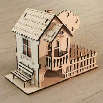 Intra απο ξύλο plywood 3mm-4mm πάχος – Τσαγιού με μπολ καραμέλας 12x15 cm INTRAVECTRY-MY560343 - Image 1