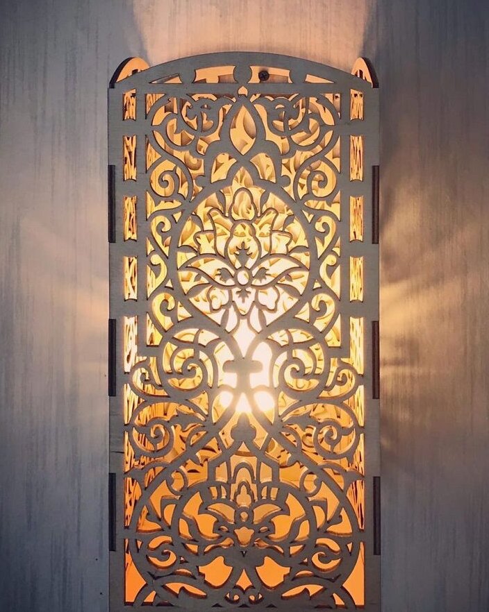 Intra απο ξύλο plywood 3mm-4mm πάχος – Φωτιστικό νύχτας με floral σχέδιο τοίχου 50x60 cm INTRAVECTRY-MY558244