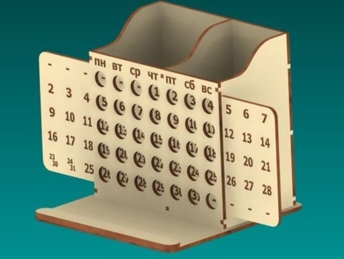 Intra απο ξύλο plywood 3mm-4mm πάχος – Επιτραπέζιο Διαρκές Ημερολόγιο με ξύλο Organizer Pen 20x20 cm INTRAVECTRY-MY551240