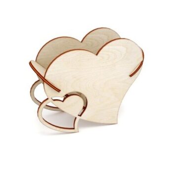 Intra απο ξύλο plywood 3mm-4mm πάχος – Καλάθι λουλουδιών σε σχήμα καρδιάς 40x40 cm INTRAVECTRY-MY545227 - Image 1