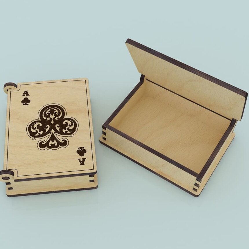 Intra απο ξύλο plywood 3mm-4mm πάχος – Ξύλινο κουτί με τραπουλόχαρτα 12x15 cm INTRAVECTRY-MY557074