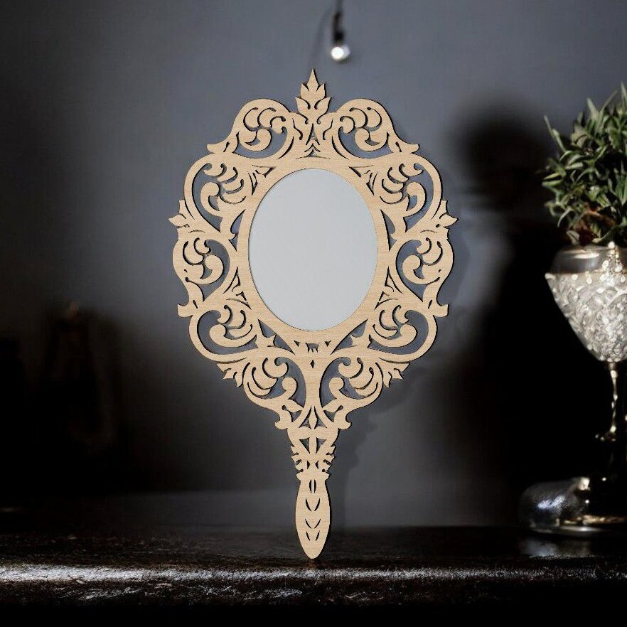 Intra απο ξύλο plywood 3mm-4mm πάχος – Διακοσμητικό πλαίσιο καθρέφτη χειρός 25x30 cm INTRAVECTRY-MY547305