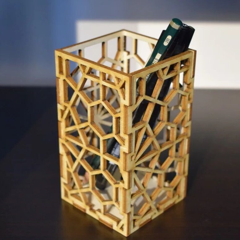 Intra απο ξύλο plywood 3mm-4mm πάχος – Γεωμετρικό ξύλο θήκης μολυβιού 45x50 cm INTRAVECTRY-MY551207