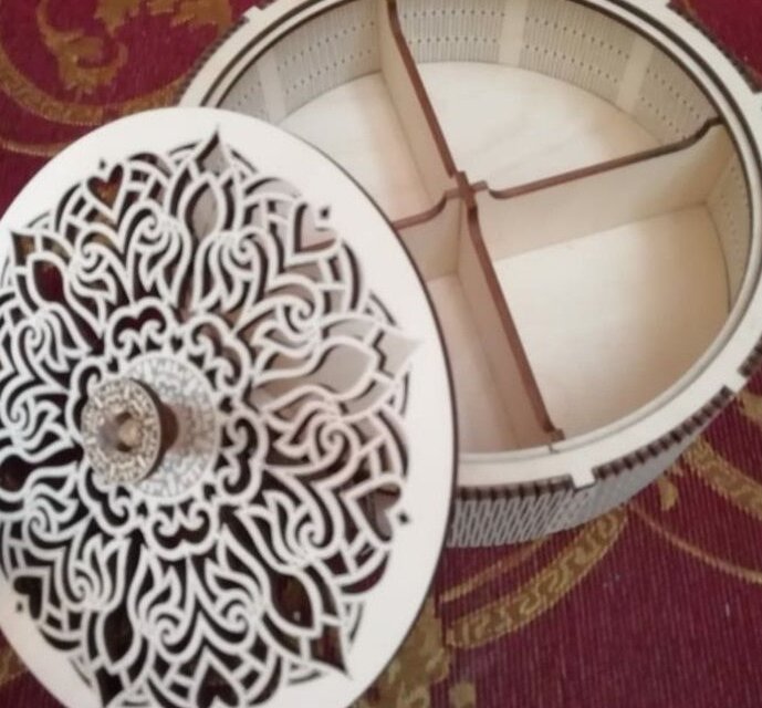 Intra απο ξύλο plywood 3mm-4mm πάχος – Στρογγυλό κιβώτιο μεντεσέδων Living με λίμα διαμερισμάτων 15x20 cm INTRAVECTRY-MY552309