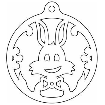 Intra απο ξύλο plywood 3mm-4mm πάχος – Χαριτωμένο λαγουδάκι Χριστουγεννιάτικο στολίδι με μπάλα 35x40 cm INTRAVECTRY-MY548926 - Image 4