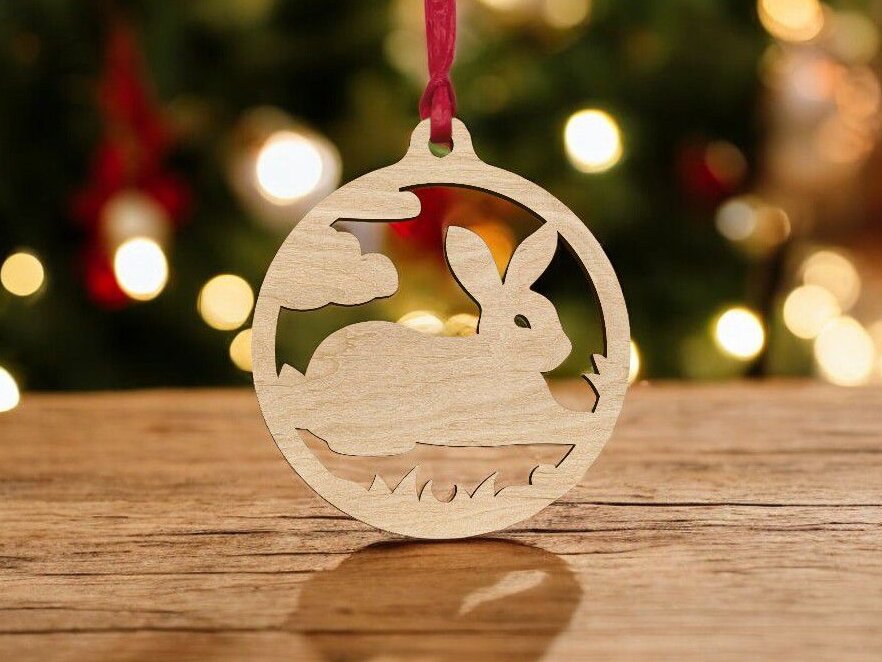 Intra απο ξύλο plywood 3mm-4mm πάχος – Χριστουγεννιάτικο μπιχλιμπίδι Bunny Rabbit 35x40 cm INTRAVECTRY-MY551552