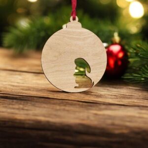 Intra απο ξύλο plywood 3mm-4mm πάχος – Μπιχλιμπίδι με χριστουγεννιάτικο δέντρο λαγουδάκι 40x40 cm INTRAVECTRY-MY552652