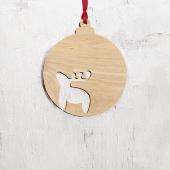 Intra απο ξύλο plywood 3mm-4mm πάχος – Χριστουγεννιάτικη μπάλα άλκες στολίδι 15x20 cm INTRAVECTRY-MY549932 - Image 3