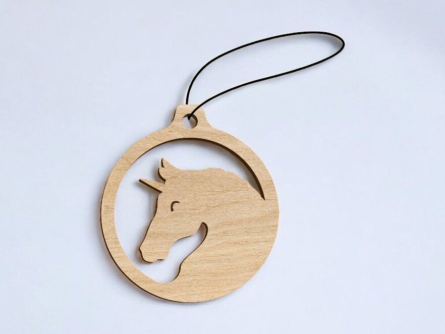 Intra απο ξύλο plywood 3mm-4mm πάχος – Χριστουγεννιάτικο στολίδι Μονόκερος 30x30 cm INTRAVECTRY-MY546782