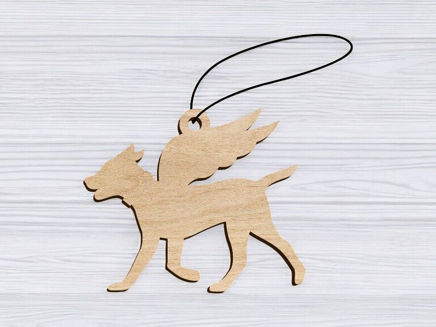 Intra απο ξύλο plywood 3mm-4mm πάχος – Κενή χειροτεχνία Χριστουγεννιάτικου στολίδι αναμνηστικού σκύλου 12x15 cm INTRAVECTRY-MY546795