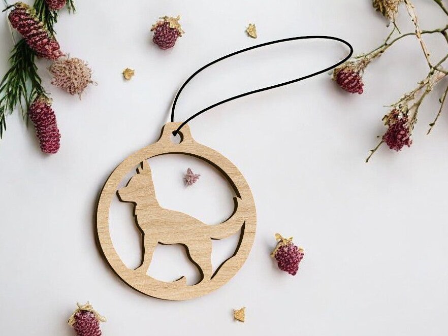 Intra απο ξύλο plywood 3mm-4mm πάχος – Χριστουγεννιάτικη μπάλα σκύλου στολίδι 40x40 cm INTRAVECTRY-MY552856