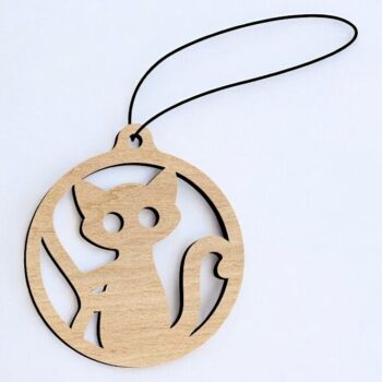 Intra απο ξύλο plywood 3mm-4mm πάχος – Χριστουγεννιάτικη μπάλα γάτας 12x15 cm INTRAVECTRY-MY553443 - Image 2