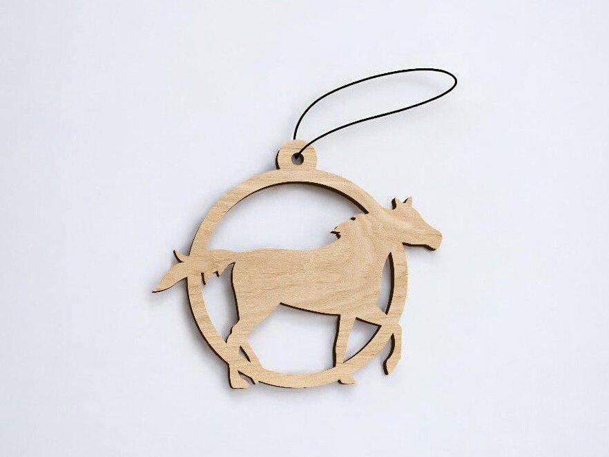 Intra απο ξύλο plywood 3mm-4mm πάχος – Χριστουγεννιάτικο στολίδι αλόγων 45x50 cm INTRAVECTRY-MY551818