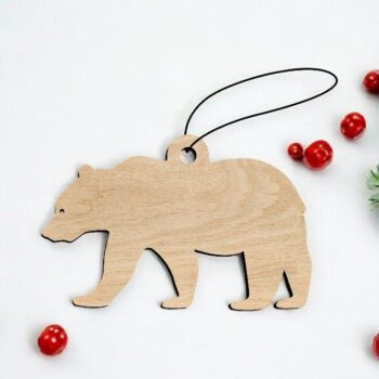 Intra απο ξύλο plywood 3mm-4mm πάχος – Χριστουγεννιάτικο στολίδι αρκούδας 12x15 cm INTRAVECTRY-MY545583 - Image 1