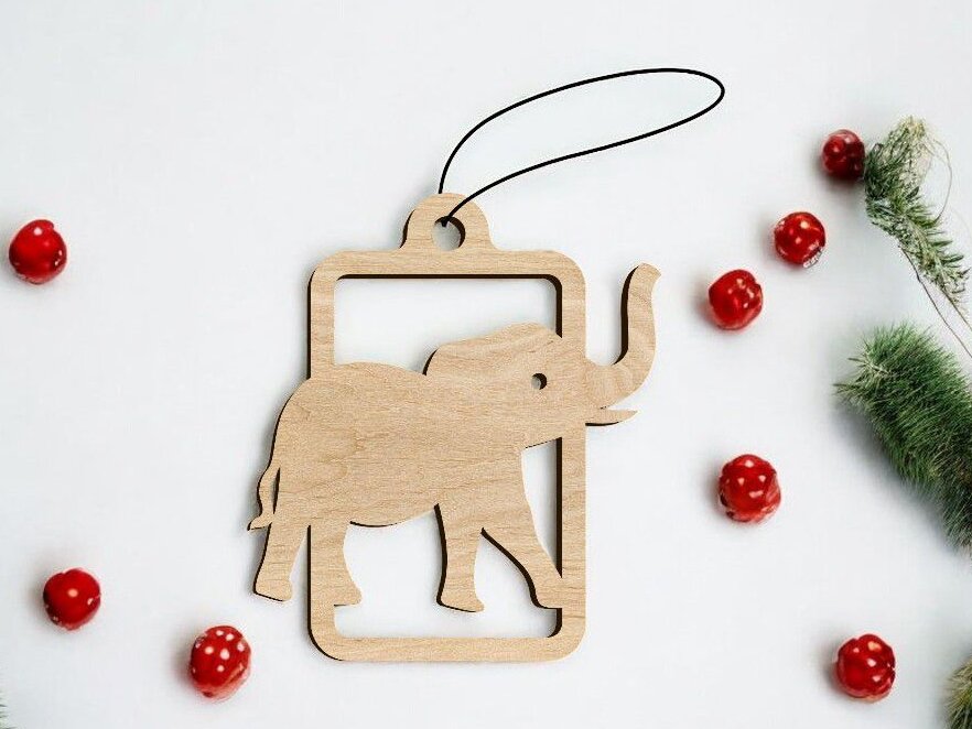 Intra απο ξύλο plywood 3mm-4mm πάχος – Χριστουγεννιάτικο στολίδι ελέφαντα 35x40 cm INTRAVECTRY-MY551822