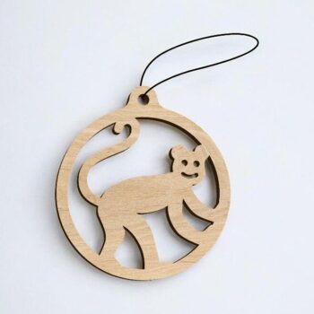 Intra απο ξύλο plywood 3mm-4mm πάχος – Χριστουγεννιάτικο στολίδι μαϊμού 12x15 cm INTRAVECTRY-MY548367 - Image 2